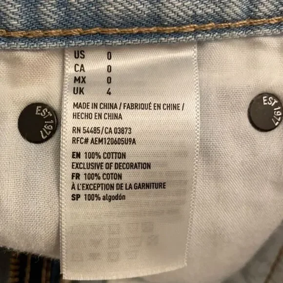 American Eagle Denim Cut-Off Jean Shorts Womens Size 0 Lace Boho Festival - Picture 3 of 13